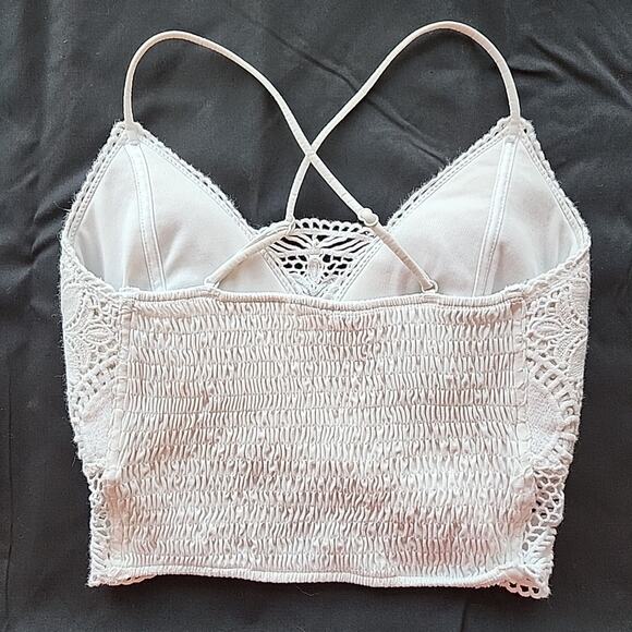 Willow & Root XS White Crochet Babydoll Top Padded Festival Boho Hippie Beach - Picture 2 of 6